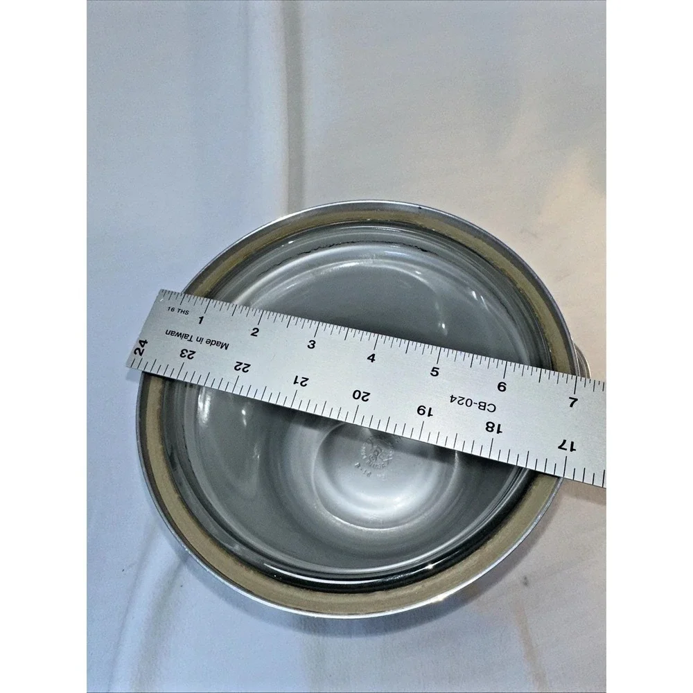 Vintage Buenilum & Pyrex Glass Lined Aluminum Ice Bucket w/ Lid Wooden Finial - Picture 11 of 12